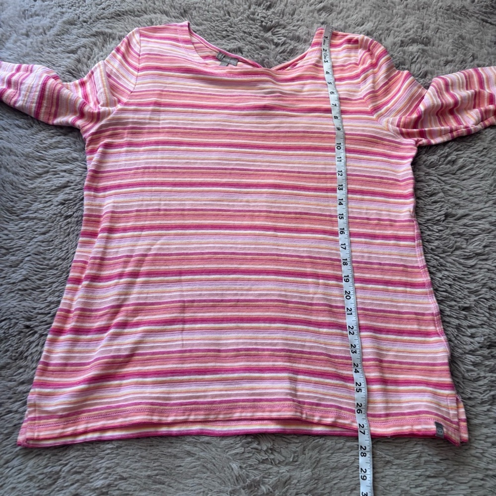 Talbots Pink coastal beachy Striped Long Sleeve Top size L - Picture 4 of 7
